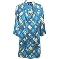 Pleated Detail Print Stretch Silk Dress